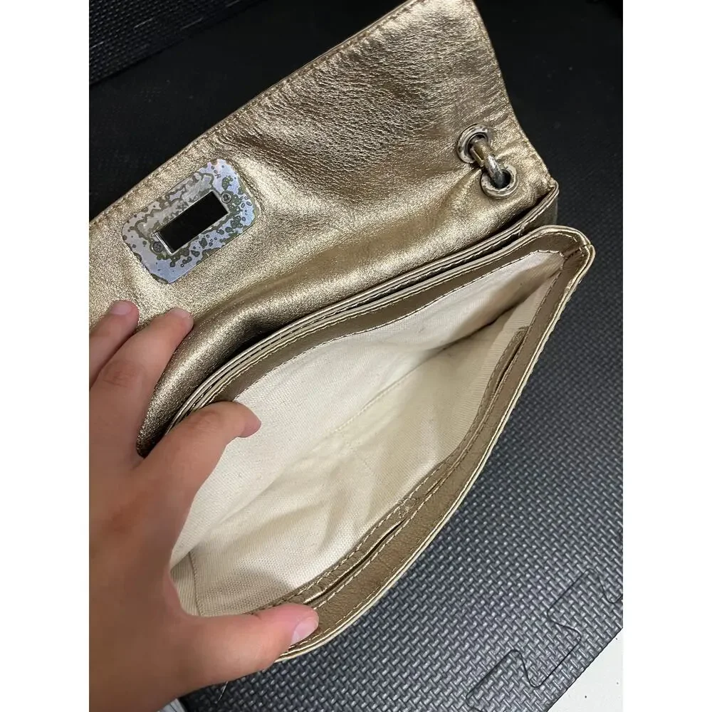 MICHAEL KORS VINTAGE Champagne color and metallic chain‎ shoulder bag / clutch